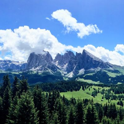 view of ortisei italy's mountains